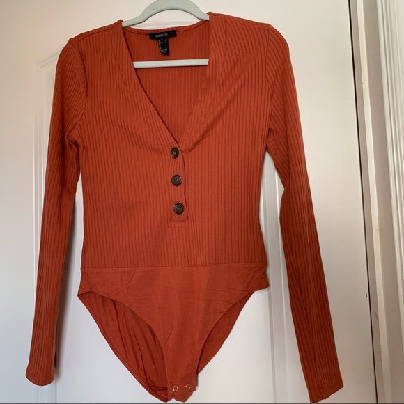 Forever 21 Tops - Forever 21 Orange Bodysuit size Large